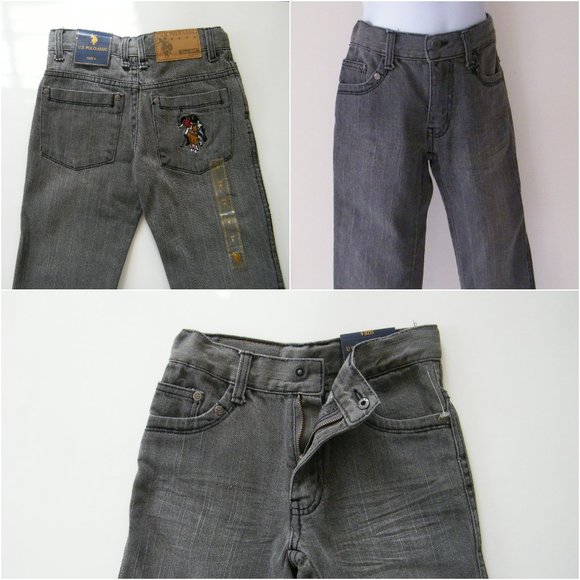 US Polo Assn Jeans Grey Denim Girls Size 6 Logo - Picture 1 of 8
